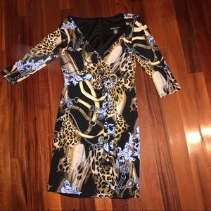 Frank Lyman dress cheetah brown sz 8 animal print